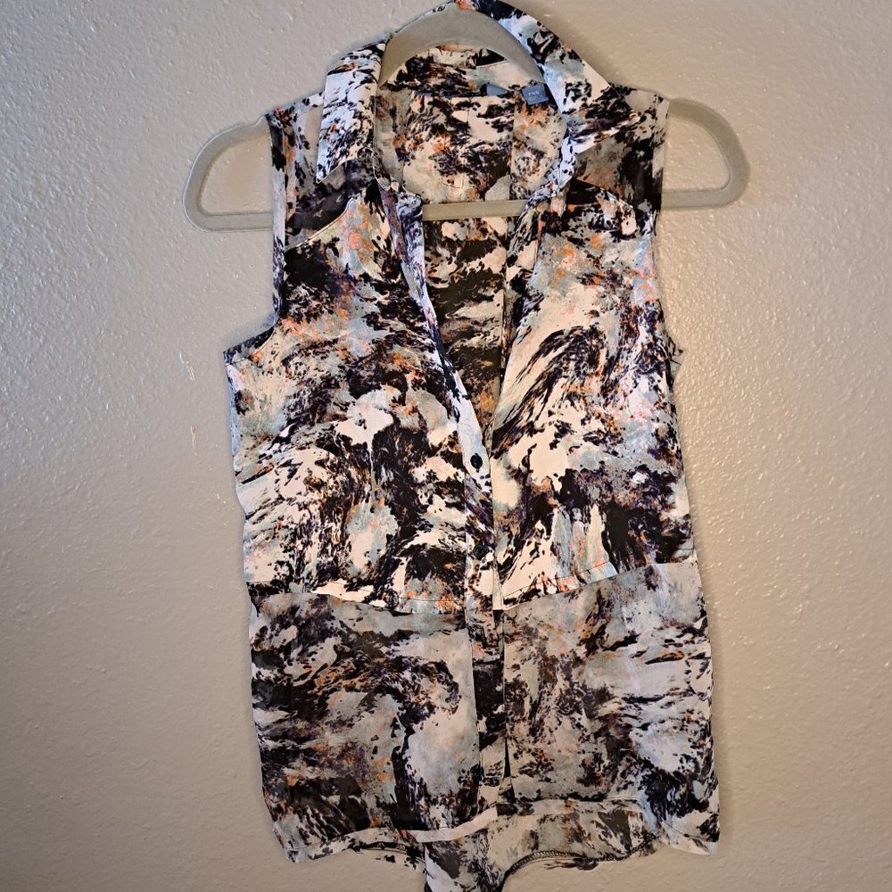 Simply Vera Sleeveless Button Down Shirt Size Petite XS